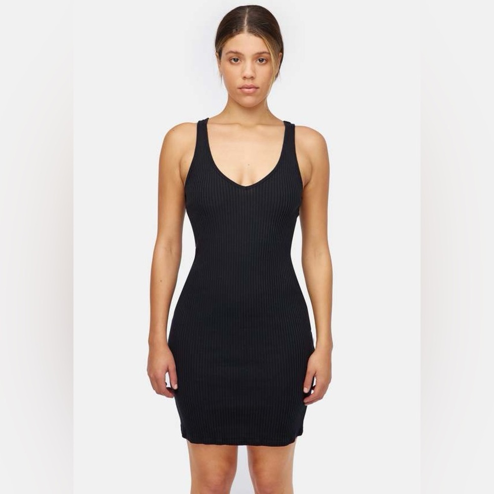 Lacausa gabbie black ribbed mini dress